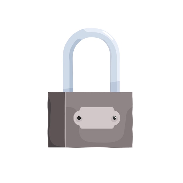 Lock Hanging locked iron padlock Flat cartoon vector illustration isolated on white background