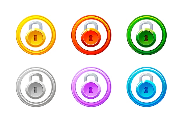 Lock icon in different colors. GUI Level Lock.