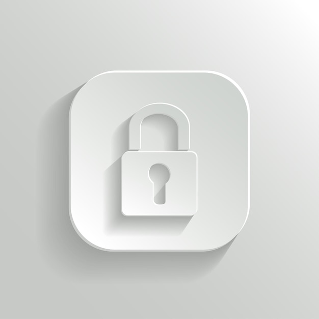 Lock icon vector white app button