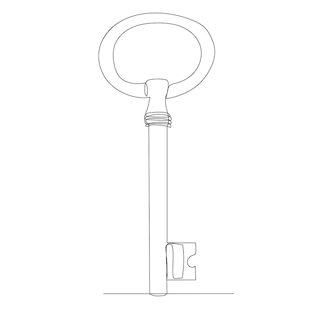 Lock key one line drawing vector isolated