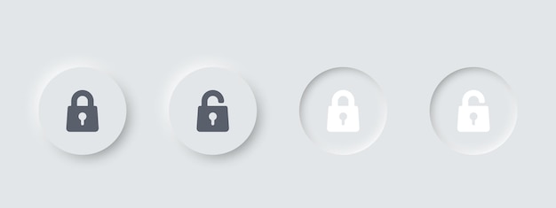 Lock and unlock buttons neumorphism style illustration