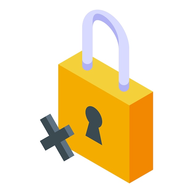 Locked security padlock icon isometric vector Access failure password