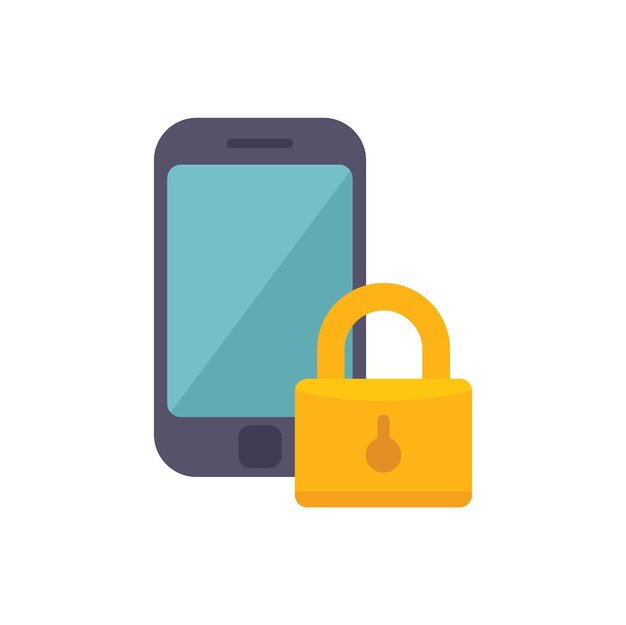 Locked smartphone icon flat vector Data privacy Secure policy isolated