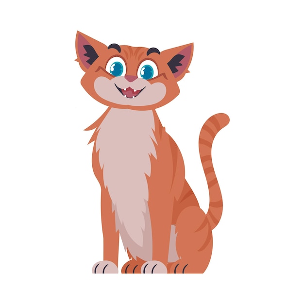 Locks in cheerful getting to be flushed cat Grinning cat Cartoon style Vector Illustration