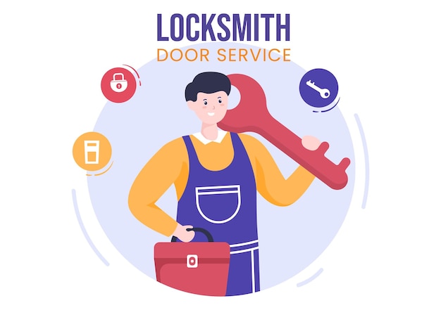 Locksmith Repairman Home Maintenance Repair and Installation Service with Equipment as Key