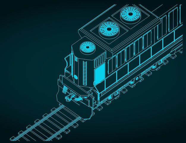 Vector locomotive isometric closeup