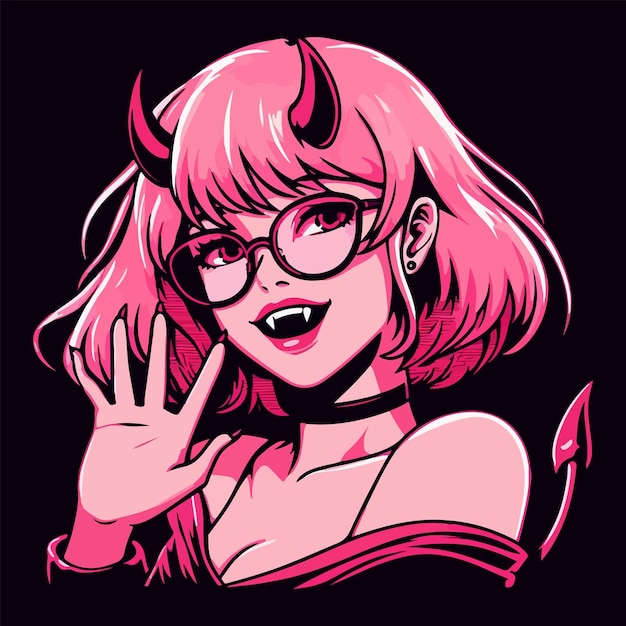 Vector lofi sexy devil girl illustration