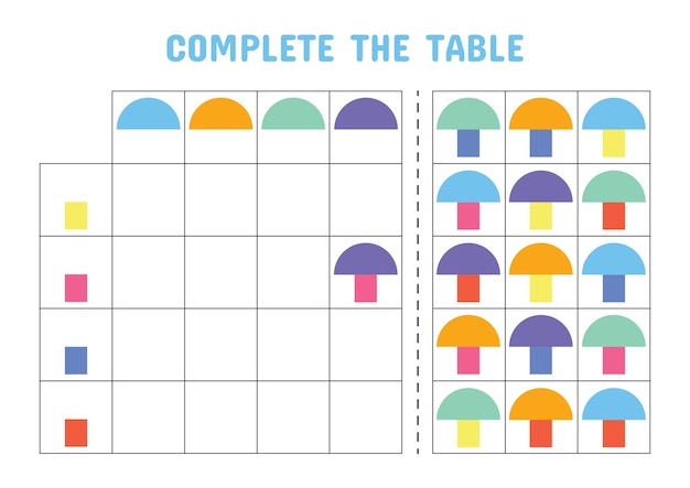 Logic table worksheet for kids