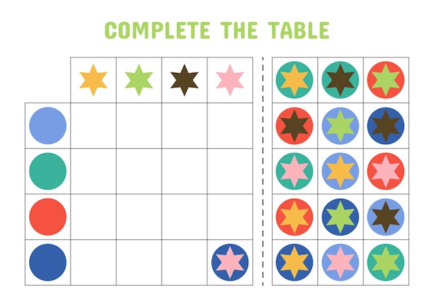 Logic table worksheet for kids