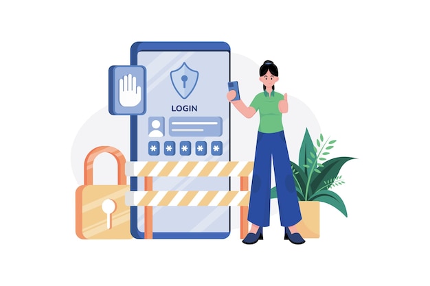 Login access protection Illustration concept