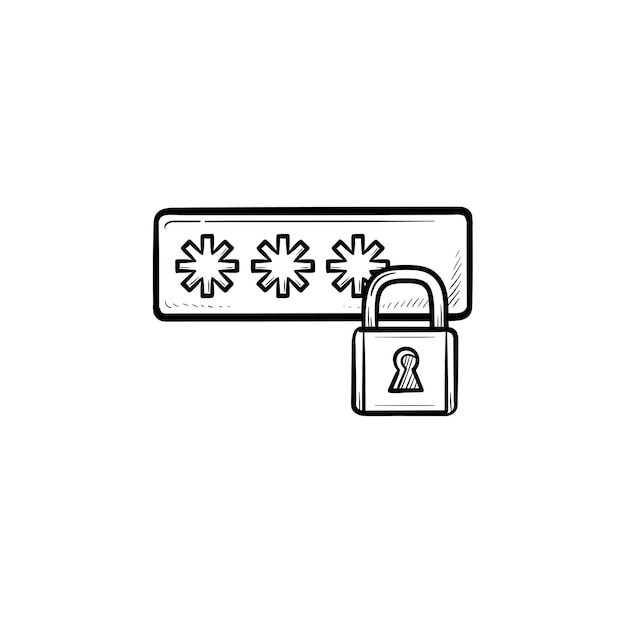 Login entering and padlock hand drawn outline doodle icon. Login security, safety access and password concept