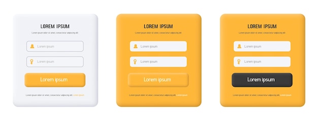 Login form Form for a website in claymorphism style Vector set