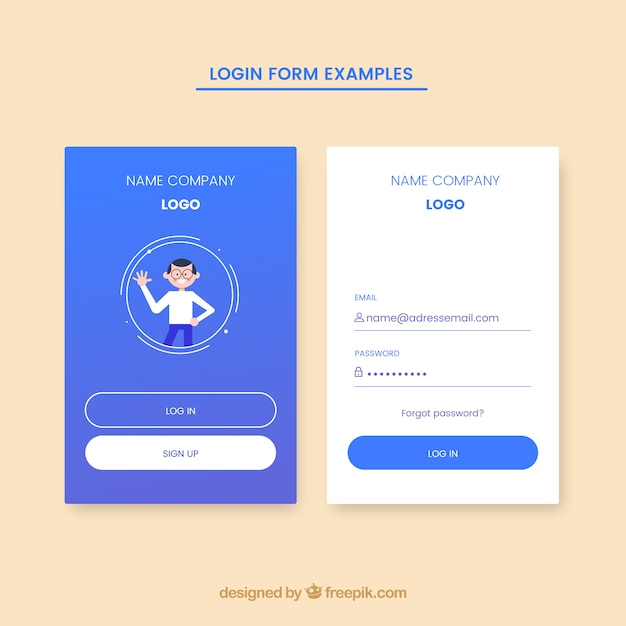 Login form with man