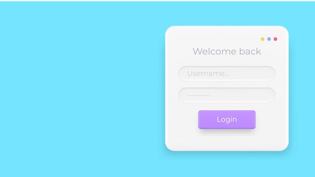 Login username password registration web menu banner with copy space 3d icon realistic vector