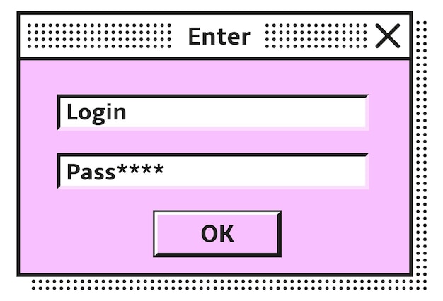 Login window Retro enter interface locked with password