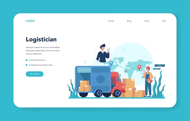 Logistic and delivery service web banner or landing page