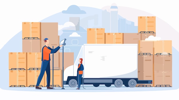 Logistic Shipping Checklist and Box Over Scales Flat Ve