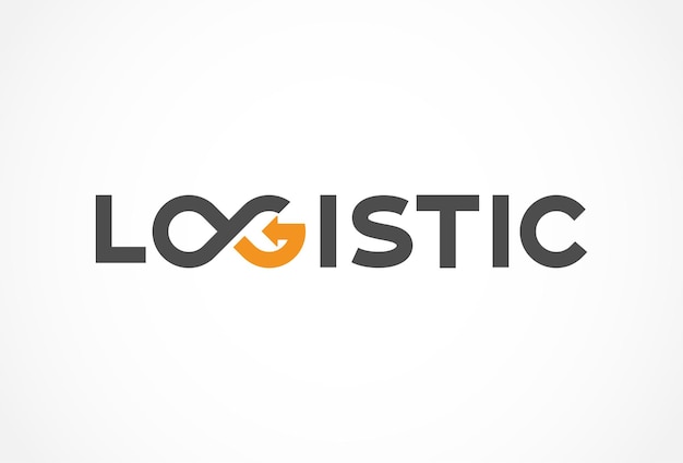 Logistic typography logo, with letter O and G formed from infinity icon and arrow