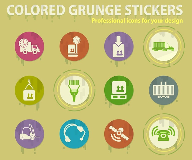 Logistics colored grunge icons