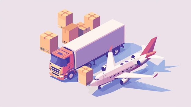 Logistics and Delivery Concept with Truck and Plane