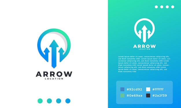 Logistics and Delivery Logo Arrow and Map Point Logo Design Template Element