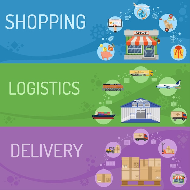 Logistics delivery and shopping Banners