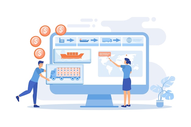 Logistics industry and freight profit analyzing data transportation costs optimization concept