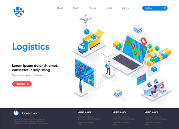 Logistics isometric landing page template