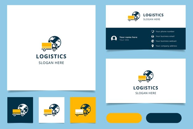 Logistics logo design with editable slogan branding book and