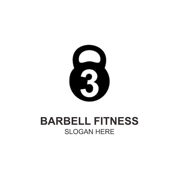 Logo 3 barbell fitness design