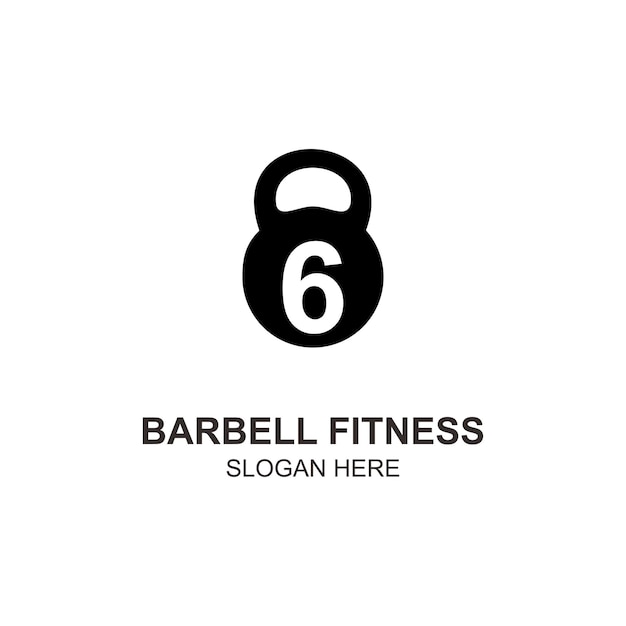 Logo 6 barbell fitness design