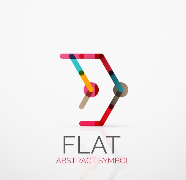 Logo abstract minimalistic linear flat design Business hitech geometric symbol multicolored segments lines