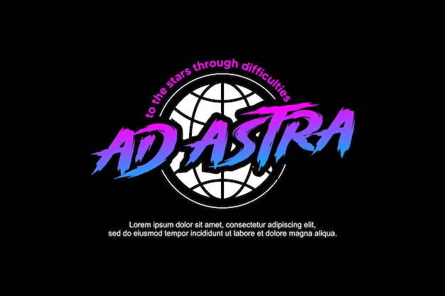 A logo for ad astra with a globe in the middle