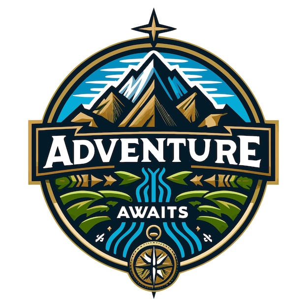 a logo for adventure is displayed on a white background