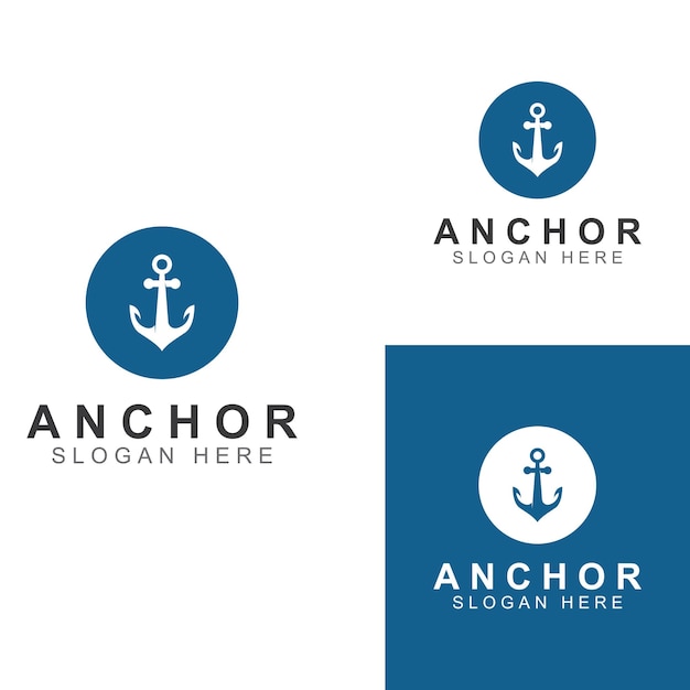 Logo and anchor symbol design vector illustration template