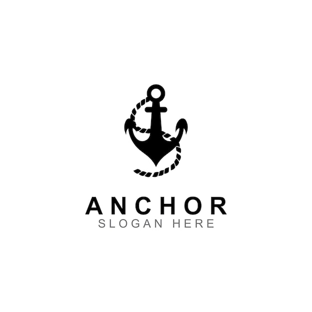 Logo and anchor symbol design vector illustration template