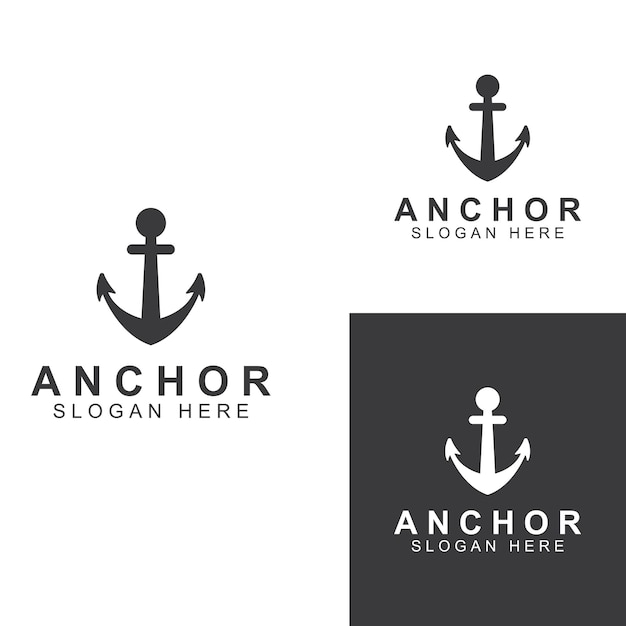 Logo and anchor symbol design vector illustration template