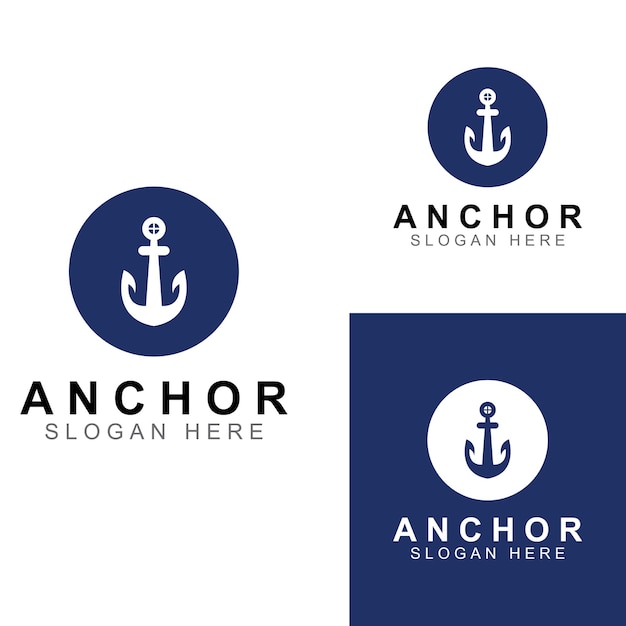 Logo and anchor symbol design vector illustration template