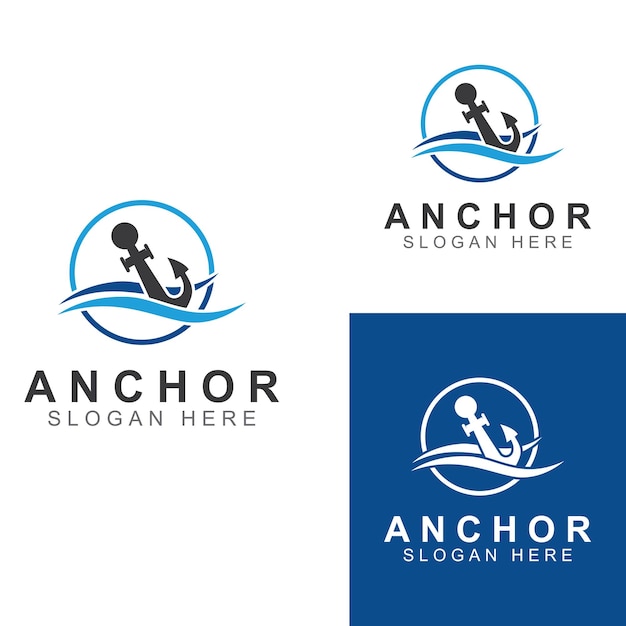 Logo and anchor symbol design vector illustration template