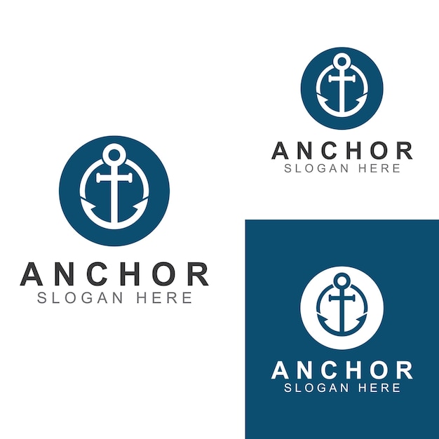 Logo and anchor symbol design vector illustration template