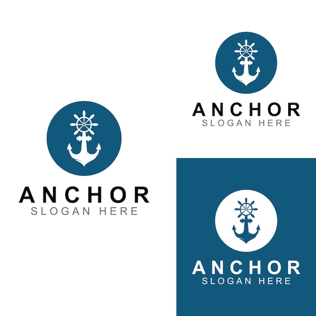 Logo and anchor symbol design vector illustration template