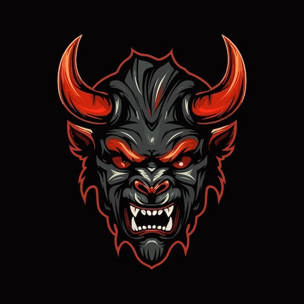 A logo of an angry red devil head designed in esports illustration style