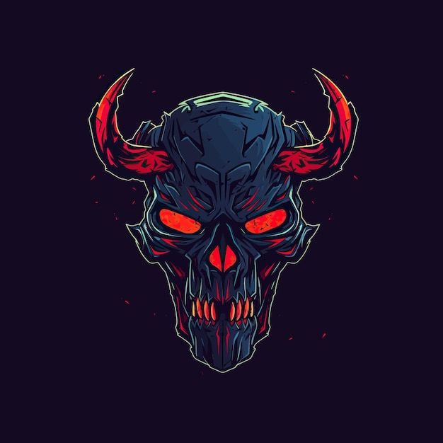 A logo of a angry red devil's head designed in esports illustration style