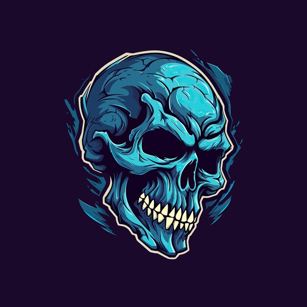 A logo of a angry skull's head designed in esports illustration style