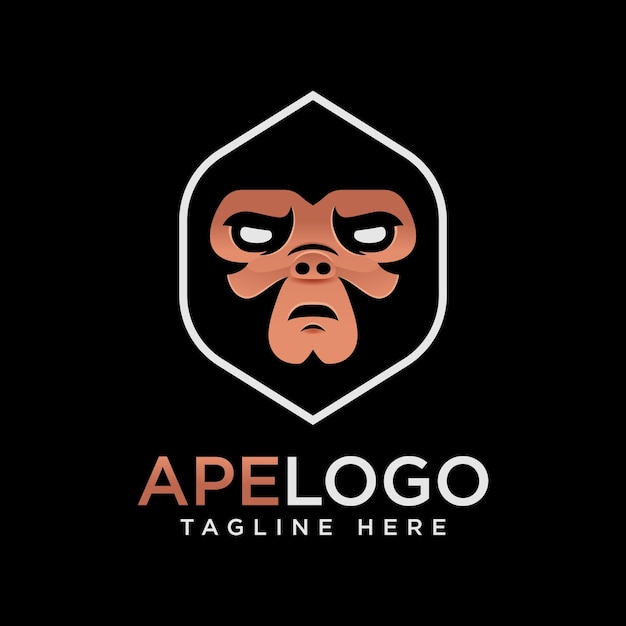 Logo of the ape face in hexagon shape