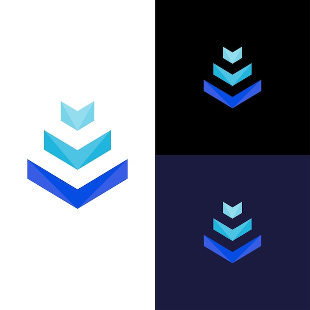 Logo arrow down from small to large with a modern gradation color