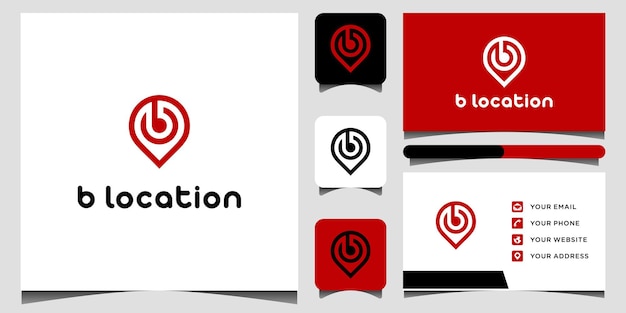 logo B location and business card template Premium Vector