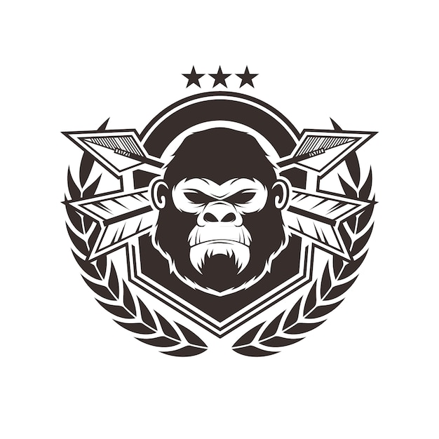 Logo, badge, symbol, icon template with gorilla theme