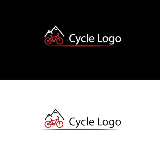 A logo for a bicycle company that is a bicycle and mountain.