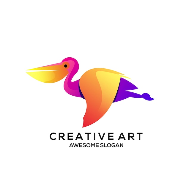 Logo bird pelican gradient colorful design